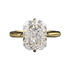S925 Sterling Silver Gold-Plated High-Carbon Simulated Diamond 8x10mm White Ice-Cut Ring - MOWTE