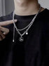 Sterling silver necklace double layered hip-hop collarbone chain accessory - MOWTE