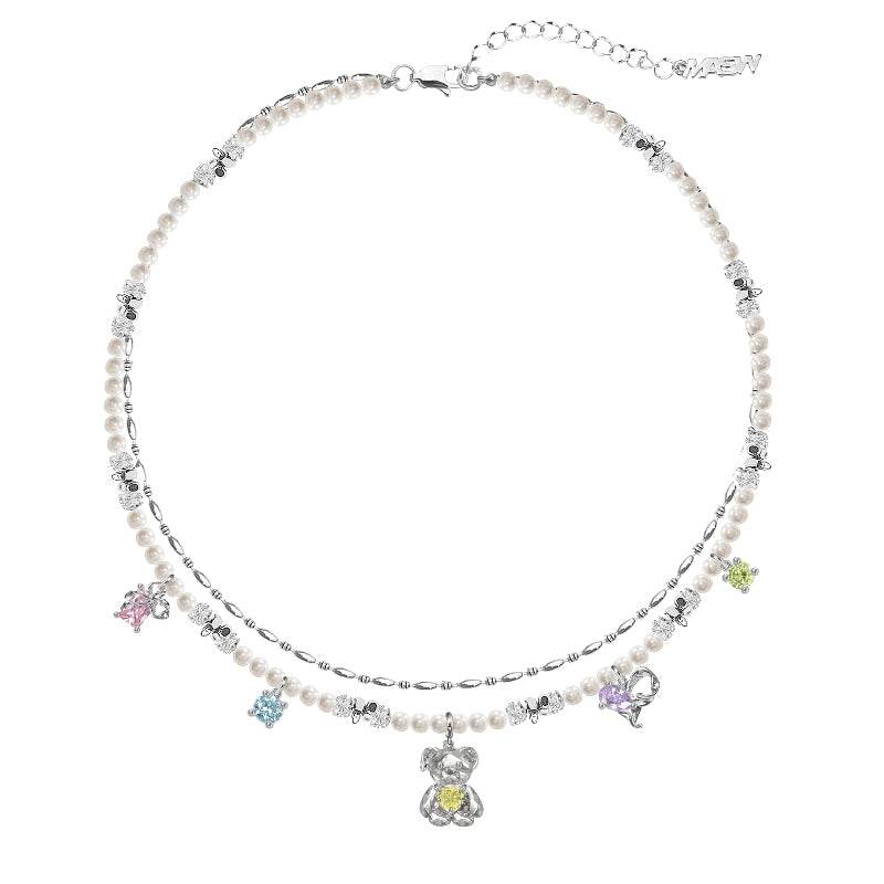 Original Design Sweet and Cute Bear Necklace Millennium Style Sweater - MOWTE