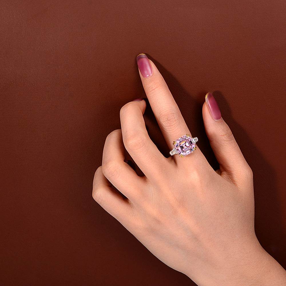 Luxurious square high carbon diamond 7 carat ring jewelry cushion cut wedding ring - MOWTE