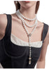 Multi purpose ultra long light luxury pearl necklace for women multiple layered sweater chain - MOWTE