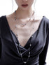 Silver gray pearl starry sky necklace with long necklace design - MOWTE
