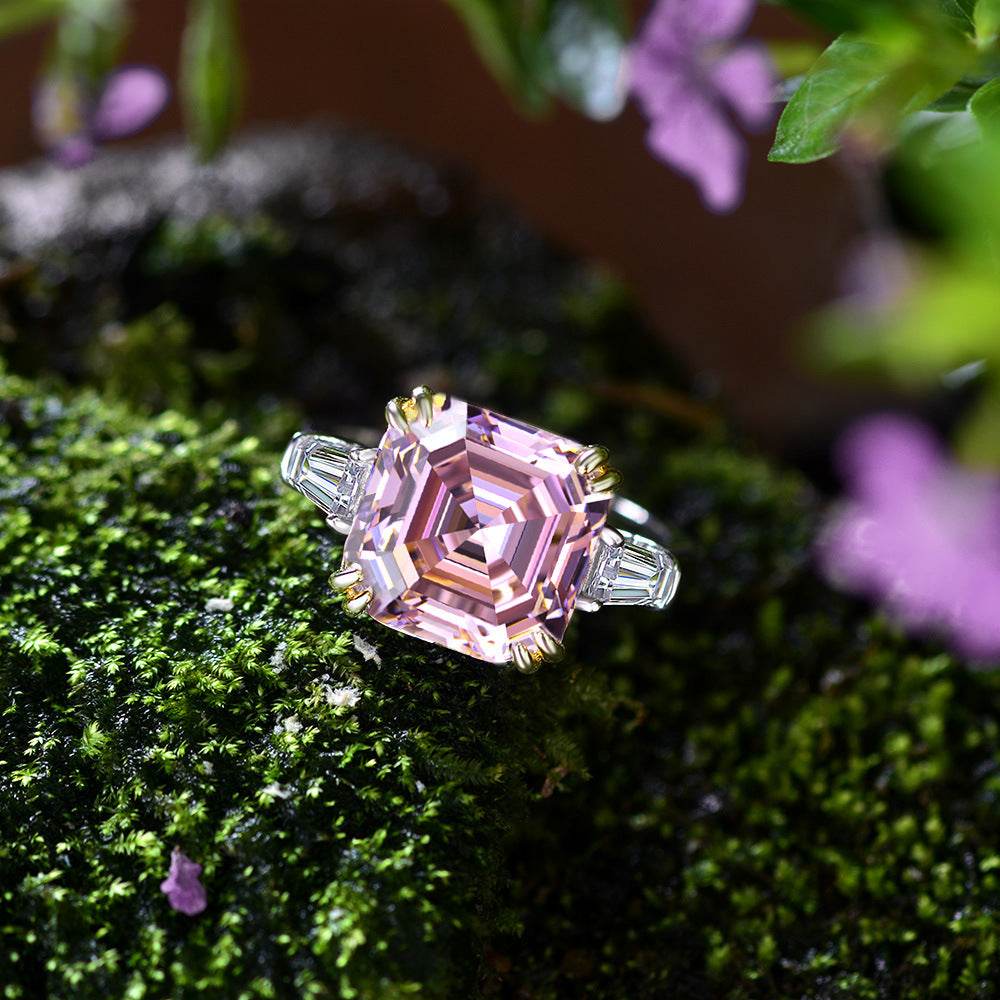 Luxurious square high carbon diamond 7 carat ring jewelry cushion cut wedding ring - MOWTE