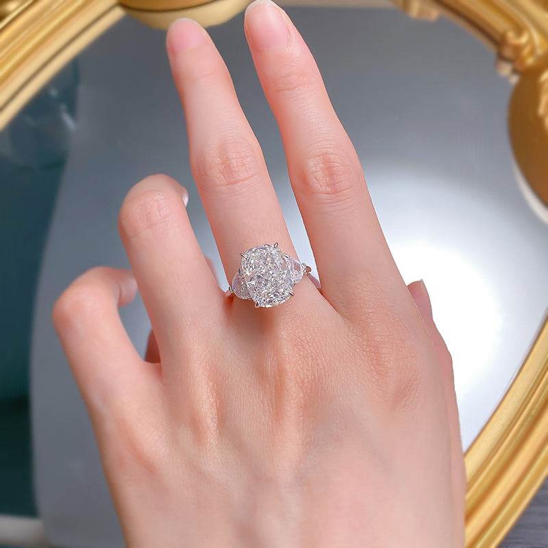 Popular new fashion luxury full diamond 9*11 high carbon diamond ring for women - MOWTE