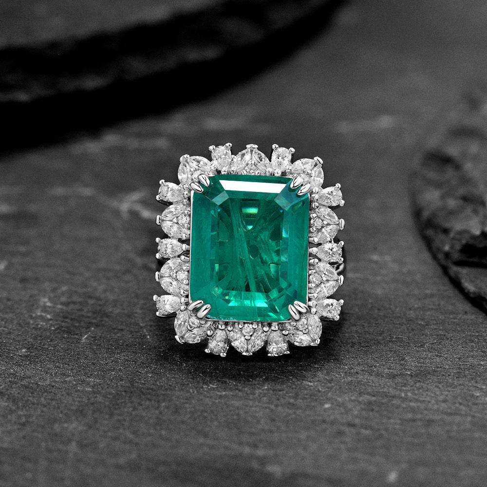 Emerald 9 carat high carbon diamond ring wedding ring - MOWTE