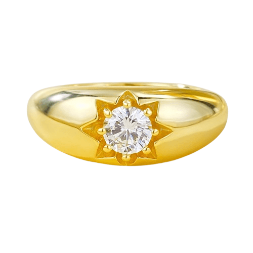 New S925 Silver Plated Golden Surface 5.0mm Stackable Ring - MOWTE