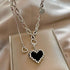 Vintage black mosaic love necklace peach heart pendant necklace - MOWTE