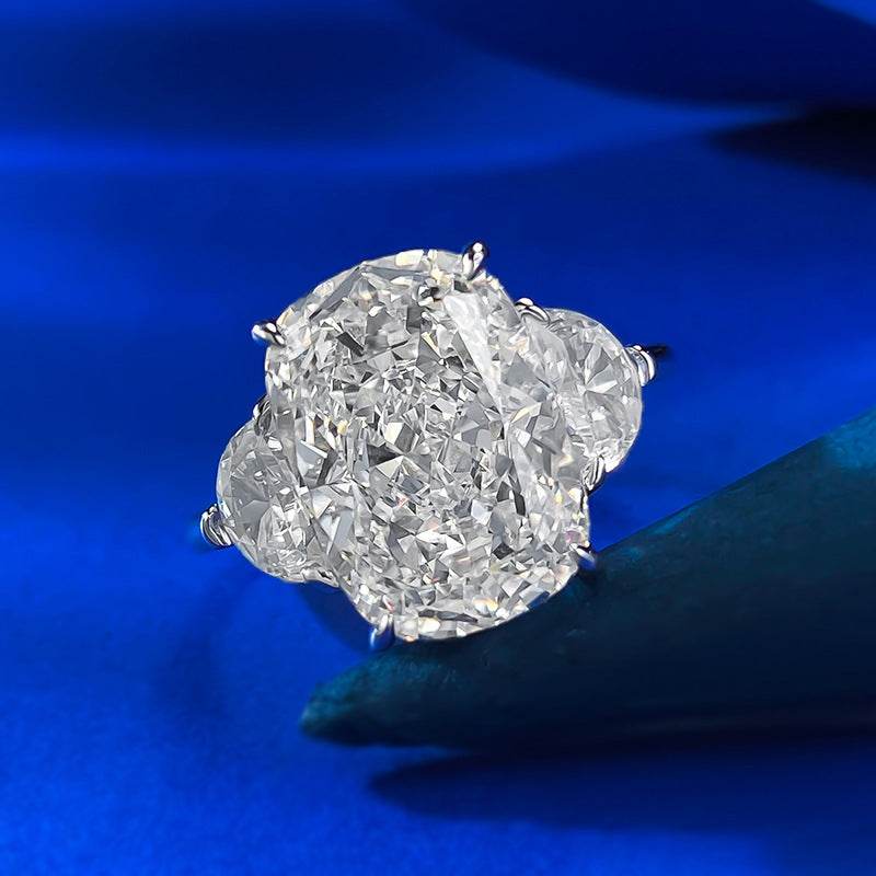 Popular new fashion luxury full diamond 9*11 high carbon diamond ring for women - MOWTE