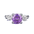 Portuguese-Cut Purple diamond ring s925 silver 8mm engagement ring - MOWTE