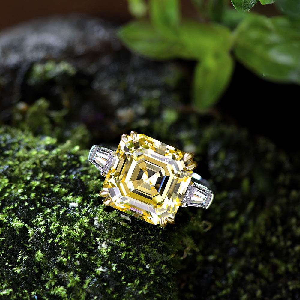 Luxurious square high carbon diamond 7 carat ring jewelry cushion cut wedding ring - MOWTE