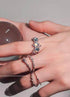 Personality girl sterling silver ring with moonstone open index finger ring - MOWTE