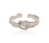 Personality girl silver ring moonstone women's open index finger ring - MOWTE