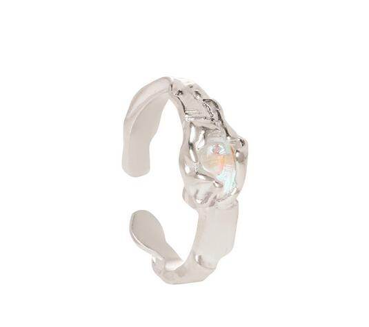 Personality girl silver ring moonstone women's open index finger ring - MOWTE