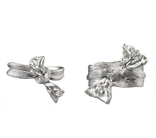 Personality girl bow ring sterling silver original design open index finger ring for women - MOWTE