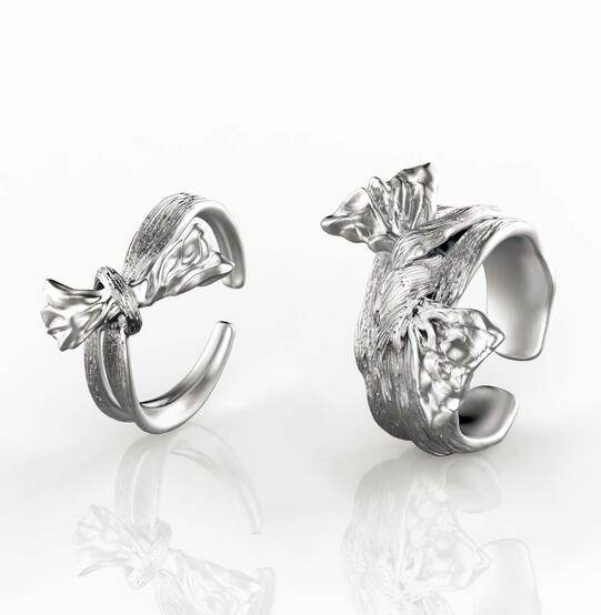 Personality girl bow ring sterling silver original design open index finger ring for women - MOWTE