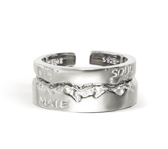 Personality s925 sterling silver ring design girlfriend gift couple ring - MOWTE