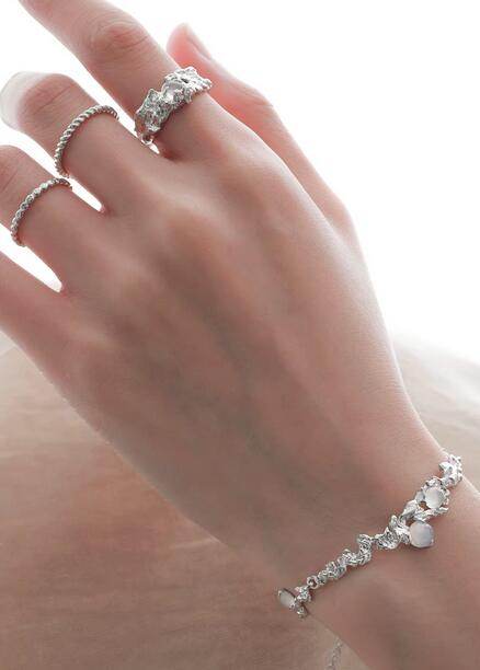 Personality white agate sterling silver ring design open index finger ring - MOWTE