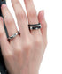 Personality sterling silver ring leather cord multi-layer open index finger ring dark - MOWTE