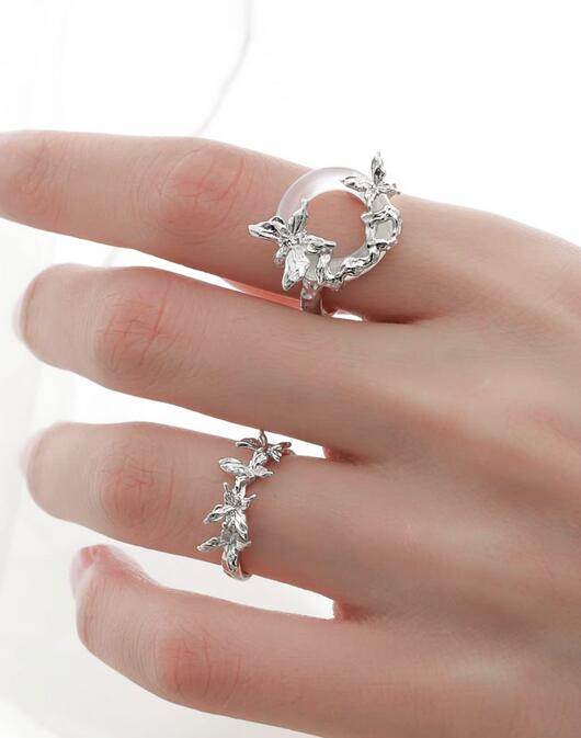 Unique butterfly sterling silver ring open index finger ring - MOWTE