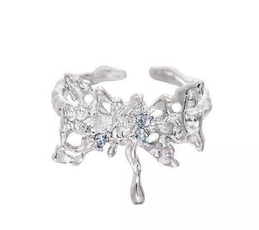 Unique bow ring 925 sterling silver sweet open index finger ring - MOWTE