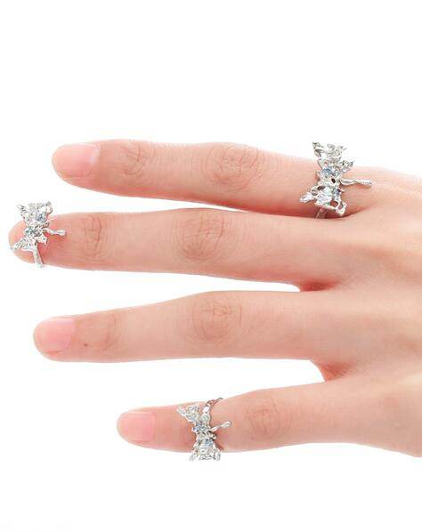 Unique bow ring 925 sterling silver sweet open index finger ring - MOWTE