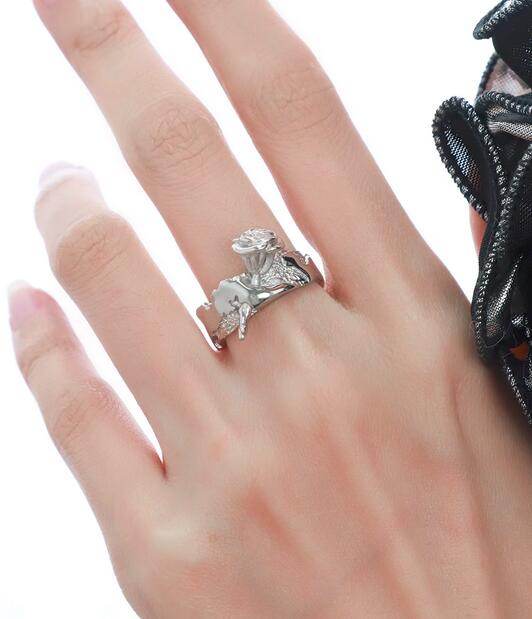 Unique the inner barrenness blooms with roses because of you sterling silver ring - MOWTE