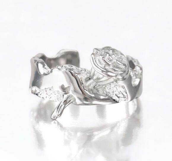 Unique the inner barrenness blooms with roses because of you sterling silver ring - MOWTE