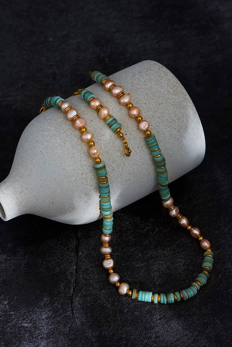 Original Green Shell Freshwater Pearl Necklace Women's Clavicle Chain Sweater Chain - MOWTE