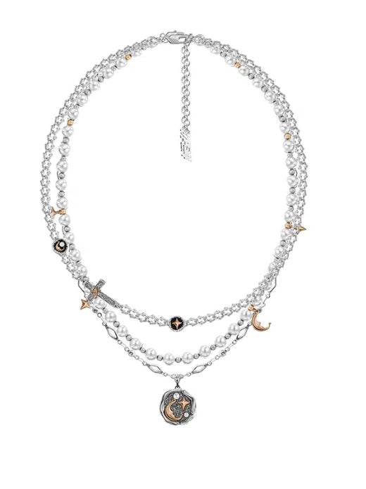 Multi layer necklace sweet cool star moon versatile sweater chain new style - MOWTE