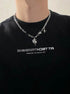 Pure silver necklace black gemstone star hip-hop street sweater chain - MOWTE