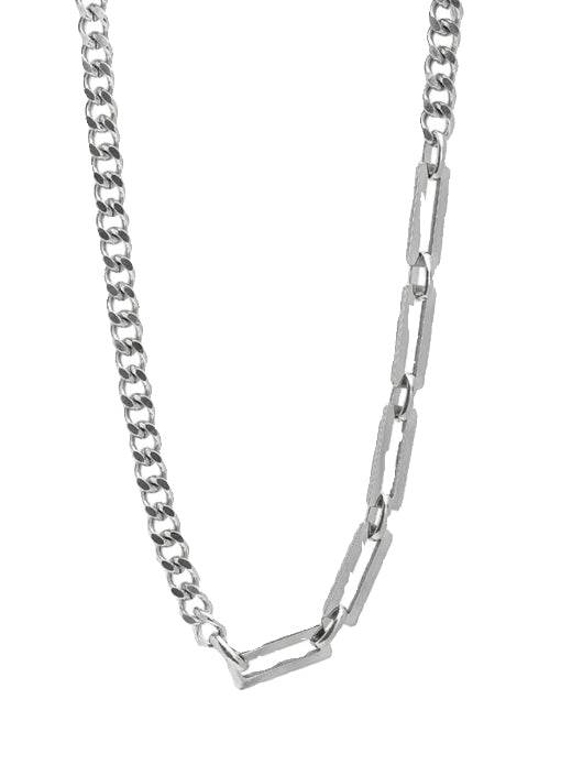 Pure silver necklace popular Cuban collarbone chain trendy hip-hop sweatshirt chain versatile accessory - MOWTE