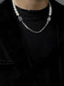 Pure silver letter splicing pearl necklace cool style collarbone chain versatile Baroque accessories - MOWTE