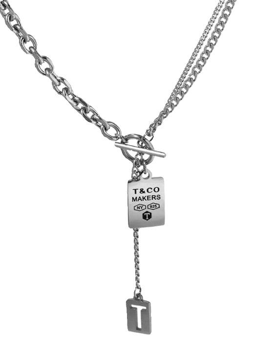 Pure silver necklace neutral hot item long hoodie sweater chain neck chain accessory trend - MOWTE