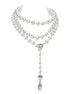 Multi purpose ultra long light luxury pearl necklace for women multiple layered sweater chain - MOWTE