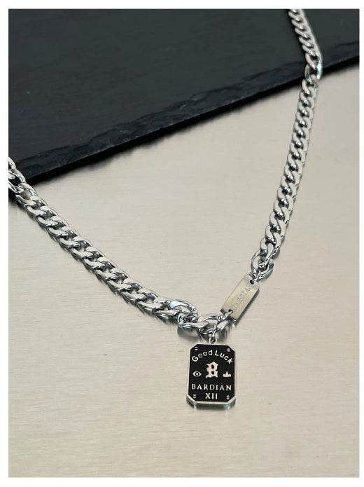 Pure silver necklace neutral new style popular hip-hop design collarbone chain sweater chain - MOWTE