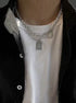 Pure silver round square combination hip-hop short collarbone chain Harajuku dark style personality pendant - MOWTE