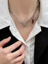 Pure silver spider splicing black diamond collarbone chain personalized versatile pendant - MOWTE