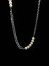 Pure silver patchwork Cuban chain necklace cool pearl hip-hop street personality accessory - MOWTE