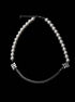 Pure silver letter splicing pearl necklace cool style collarbone chain versatile Baroque accessories - MOWTE