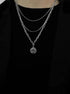 Pure silver multi-layer retro round brand necklace simple collarbone sweater chain trendy hip-hop personality pendant - MOWTE
