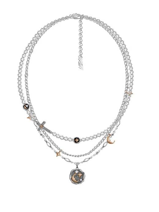 Multi layer necklace sweet cool star moon versatile sweater chain new style - MOWTE