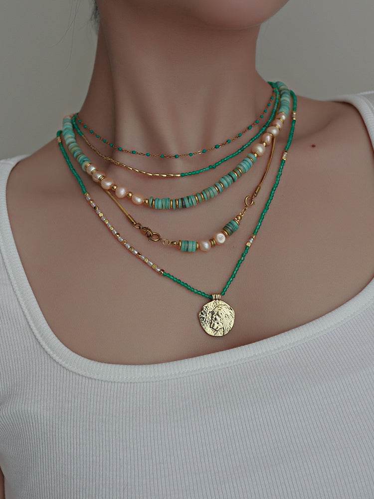 Original Green Shell Freshwater Pearl Necklace Women's Clavicle Chain Sweater Chain - MOWTE