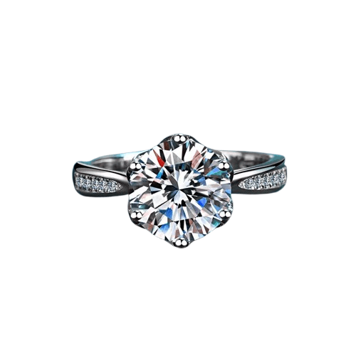 S925 sterling silver ring women's 3-carat moissanite diamond ring six claw wedding ring - MOWTE