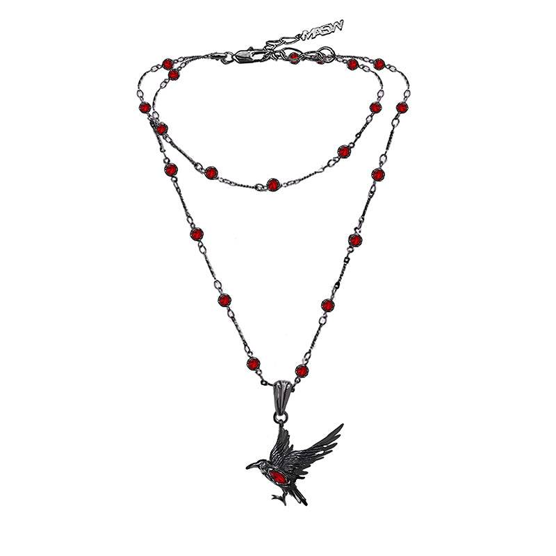 Original Design Thorn Series Sweet Cool Spicy Girl Crow Clavicle Chain Leather Collar Stacked Necklace - MOWTE