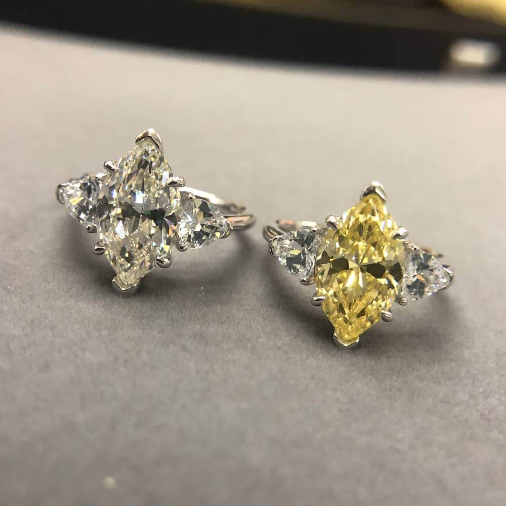 Luxurious S925 silver set with high carbon diamond marquise cut ring 3 carats - MOWTE