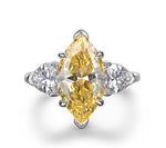 Luxurious S925 silver set with high carbon diamond marquise cut ring 3 carats - MOWTE