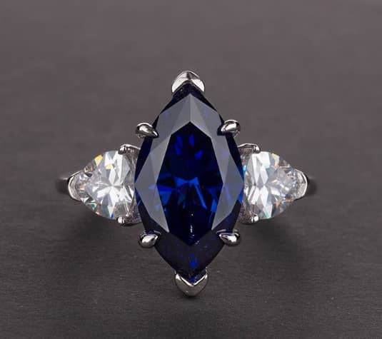Luxurious S925 silver set with high carbon diamond marquise cut ring 3 carats - MOWTE