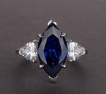Luxurious S925 silver set with high carbon diamond marquise cut ring 3 carats - MOWTE
