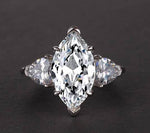 Luxurious S925 silver set with high carbon diamond marquise cut ring 3 carats - MOWTE