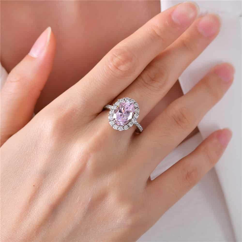 s925 silver 3 carat oval cut 8*12 high carbon diamond ring luxury banquet wedding diamond ring - MOWTE